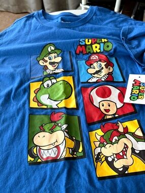 Super Mario Blue Character Panel Tee